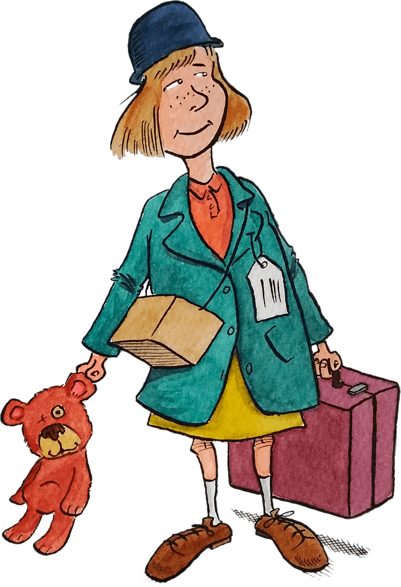 EVAC evacuee girl Illustration - WW2 Child evacuee