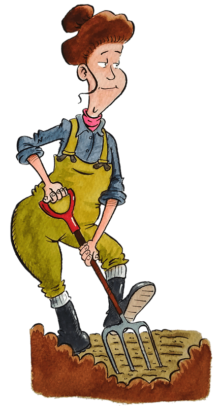 EVAC landgirl3 Illustration - Land Army woman digging