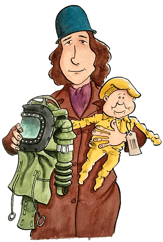 Illustration - WW2 Mum with baby and gas mask