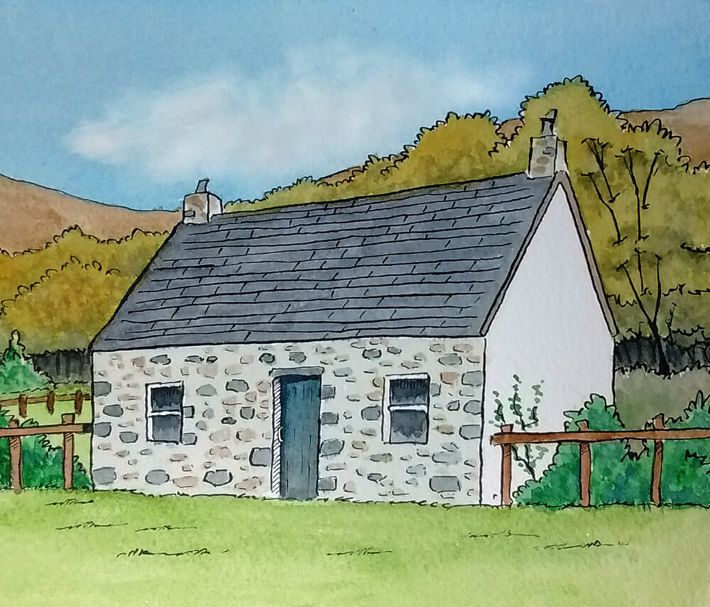 Illustration - WW2 Scottish cottage