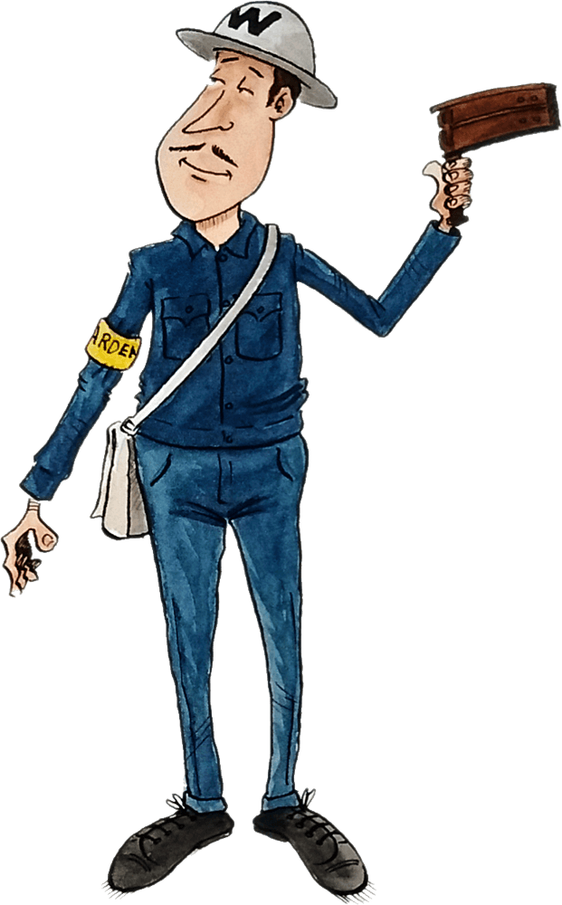 Evacuees-warden Illustration - WW2 Warden